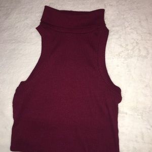 Maroon turtleneck crop top